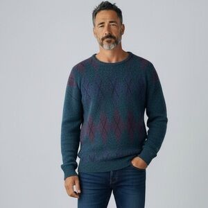 jf j.ferrar Blue and Purple Crewneck Sweater